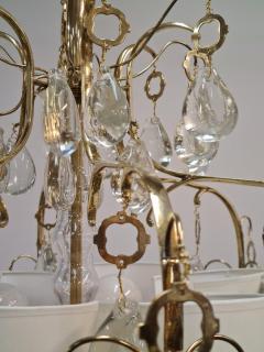 Paavo Tynell An Elegant Paavo Tynell Crystal Brass Chandelier Model 1487 for Taito 1940s - 4018483