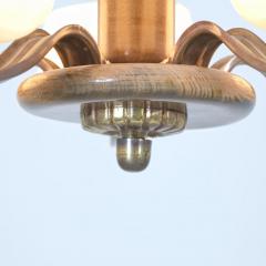 Paavo Tynell Art Deco Paavo Tynell Pendant in Brass Birch Opaline Glass Taito 1940s - 4542215