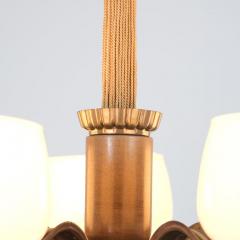 Paavo Tynell Art Deco Paavo Tynell Pendant in Brass Birch Opaline Glass Taito 1940s - 4542216