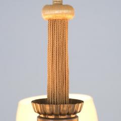 Paavo Tynell Art Deco Paavo Tynell Pendant in Brass Birch Opaline Glass Taito 1940s - 4542217