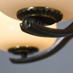 Paavo Tynell Art Deco Paavo Tynell Pendant in Brass Birch Opaline Glass Taito 1940s - 4542219