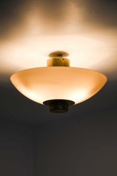 Paavo Tynell Ceiling Lamp Model 9045 in Brass Opaline Glass by Paavo Tynell 1950s - 4699266