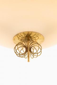 Paavo Tynell Ceiling Lamp with Brass and Glass in Cream by Paavo Tynell 1950s - 4555471