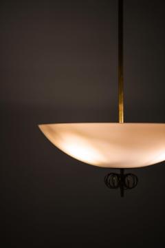 Paavo Tynell Ceiling Lamp with Brass and Glass in Cream by Paavo Tynell 1950s - 4555476
