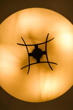 Paavo Tynell Early Ceiling Lamp in Black Metal Opaline Glass Brass by Paavo Tynell 1940s - 4369891