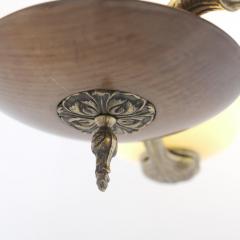 Paavo Tynell Early Paavo Tynell Pendant 1376 in Brass Birch Opaline Glass Taito 1930s - 4597288