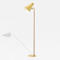 Paavo Tynell Floor Lamp in Brass and Cane by Paavo Tynell 1950s - 4475710