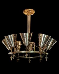 Paavo Tynell Important Paavo Tynell Chandelier Model 9062 in Perfortated Brass Taito 1950s - 3959320