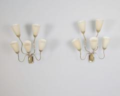 Paavo Tynell Important Pair of Paavo Tynell Wall Lamps for Kuusihokki Restaurant Taito 1940s - 4496755