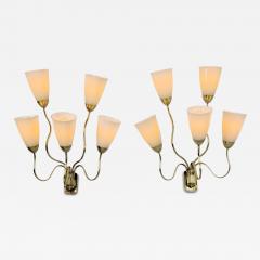Paavo Tynell Important Pair of Paavo Tynell Wall Lamps for Kuusihokki Restaurant Taito 1940s - 4497291