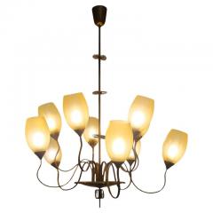 Paavo Tynell Impressive 10 Arm Paavo Tynell Brass Chandelier Model 9017 Taito 1950s - 3939371
