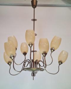 Paavo Tynell Impressive 10 Arm Paavo Tynell Brass Chandelier Model 9017 Taito 1950s - 3939377