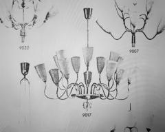Paavo Tynell Impressive 10 Arm Paavo Tynell Brass Chandelier Model 9017 Taito 1950s - 3939394
