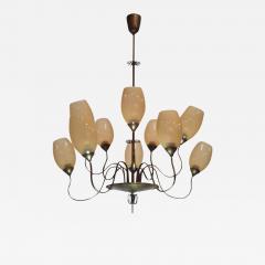 Paavo Tynell Impressive 10 Arm Paavo Tynell Brass Chandelier Model 9017 Taito 1950s - 3944272