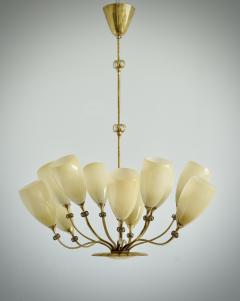 Paavo Tynell Large 12 lights Chandelier by Paavo Tynell for Idman  - 4253440