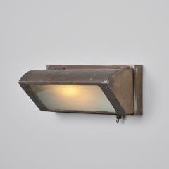 Paavo Tynell Large Japanese Minimalist Glass Patinated Metal Wall Light for Kokosha - 2730142