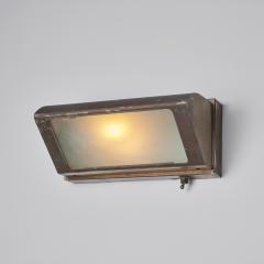 Paavo Tynell Large Japanese Minimalist Glass Patinated Metal Wall Light for Kokosha - 2730146