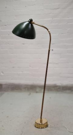 Paavo Tynell Lisa Johansson Pape Floor Lamp Model 30 062 in Green and Brass Orno 1950s - 4087463