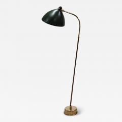 Paavo Tynell Lisa Johansson Pape Floor Lamp Model 30 062 in Green and Brass Orno 1950s - 4101409