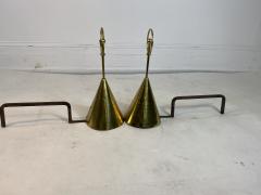 Paavo Tynell MID CENTURY MODERNIST BRASS ANDIRONS - 1204282