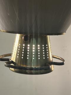 Paavo Tynell MID CENTURY PIERCED BRASS GLASS CHANDELIER IN THE STYLE OF PAAVO TYNELL - 3654488