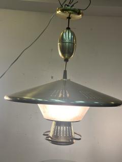 Paavo Tynell MID CENTURY PIERCED BRASS GLASS CHANDELIER IN THE STYLE OF PAAVO TYNELL - 3654491