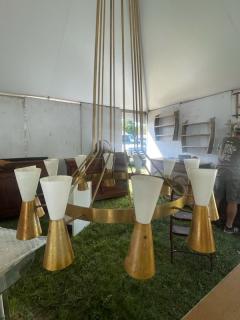 Paavo Tynell MONUMENTAL BRASS ALUMINUM MID CENTURY CHANDELIER IN THE MANNER OF PAAVO TYNELL - 2198577