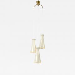 Paavo Tynell Mid Century Itsu Pendant Model ER 94 3 in Brass Pearl White Finland 1950s - 4393315