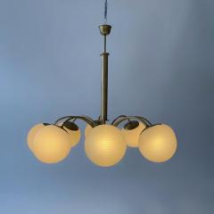 Paavo Tynell Monumental Paavo Tynell Art Deco Brass Opaline Lighting Fixture Taito 1930s - 4123017