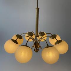 Paavo Tynell Monumental Paavo Tynell Art Deco Brass Opaline Lighting Fixture Taito 1930s - 4123018