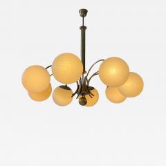 Paavo Tynell Monumental Paavo Tynell Art Deco Brass Opaline Lighting Fixture Taito 1930s - 4568646