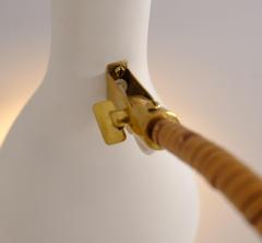 Paavo Tynell Nordic Modern Paavo Tynell Floor Lamp 9603 White Brass Rattan Taito 1950s - 4525089