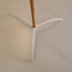 Paavo Tynell Nordic Modern Paavo Tynell Floor Lamp 9603 White Brass Rattan Taito 1950s - 4525092