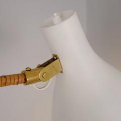 Paavo Tynell Nordic Modern Paavo Tynell Floor Lamp 9603 White Brass Rattan Taito 1950s - 4525093
