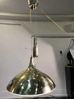 Paavo Tynell PAAVO TYNELL BRASS AND FROSTED GLASS PULLEY PENDANT WITH BRASS WEIGHT - 4095596