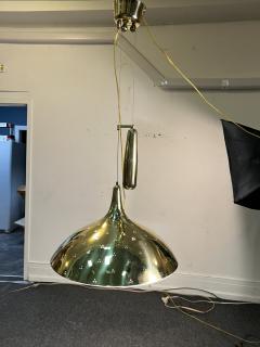 Paavo Tynell PAAVO TYNELL BRASS AND FROSTED GLASS PULLEY PENDANT WITH BRASS WEIGHT - 4095605