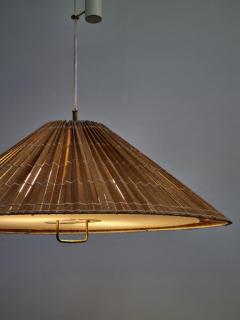 Paavo Tynell Paavo Tynell Adjustable Ceiling Lamp model A1998 in Brass White Rattan 1950s - 4005453