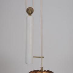 Paavo Tynell Paavo Tynell Adjustable Ceiling Lamp model A1998 in Brass White Rattan 1950s - 4601440