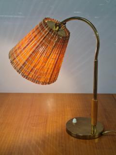 Paavo Tynell Paavo Tynell Adjustable Table Lamp 9201 in Brass Birch Rattan Taito 1940s - 3958928