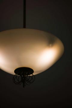 Paavo Tynell Paavo Tynell Brass Glass Ceiling Lamp by Taito Oy 1950s - 4632572