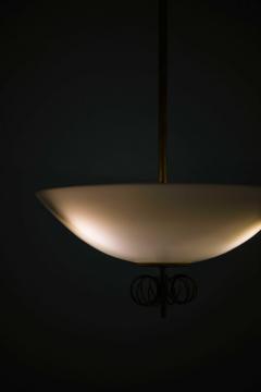 Paavo Tynell Paavo Tynell Brass Glass Ceiling Lamp by Taito Oy 1950s - 4632573