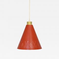 Paavo Tynell Paavo Tynell Brass Perforated Red Metal Ceiling Lamp Model K2 58 Idman 1950s - 4371168