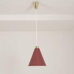 Paavo Tynell Paavo Tynell Brass Perforated Red Metal Ceiling Light Model K2 58 Idman 1950s - 4761714