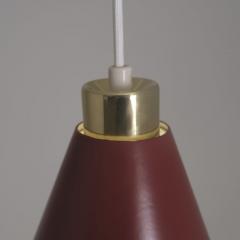 Paavo Tynell Paavo Tynell Brass Perforated Red Metal Ceiling Light Model K2 58 Idman 1950s - 4761715