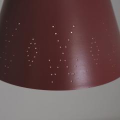 Paavo Tynell Paavo Tynell Brass Perforated Red Metal Ceiling Light Model K2 58 Idman 1950s - 4761716