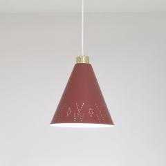Paavo Tynell Paavo Tynell Brass Perforated Red Metal Ceiling Light Model K2 58 Idman 1950s - 4761717