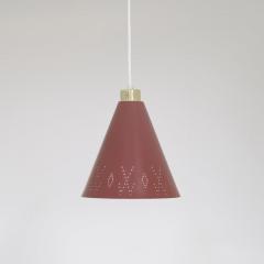 Paavo Tynell Paavo Tynell Brass Perforated Red Metal Ceiling Light Model K2 58 Idman 1950s - 4761720