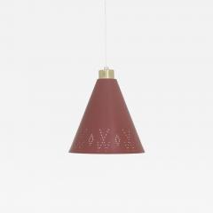 Paavo Tynell Paavo Tynell Brass Perforated Red Metal Ceiling Light Model K2 58 Idman 1950s - 4762128