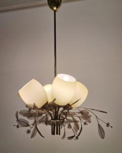 Paavo Tynell Paavo Tynell Bridal Bouquet Chandelier Model 9029 4 Brass Glass Taito 1950s - 4123012