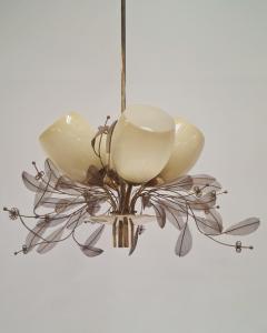 Paavo Tynell Paavo Tynell Bridal Bouquet Chandelier Model 9029 4 Brass Glass Taito 1950s - 4123014